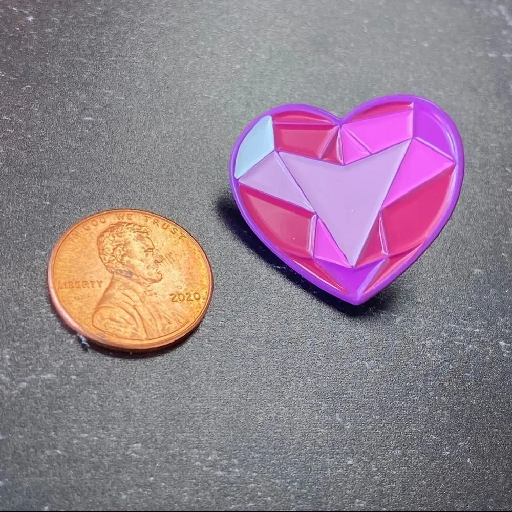 Pink Faux 3D Crystal Heart Pin/ Brooch Lapel